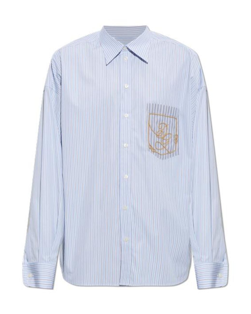 Dolce & Gabbana Blue Logo Embroidered Shirt for men