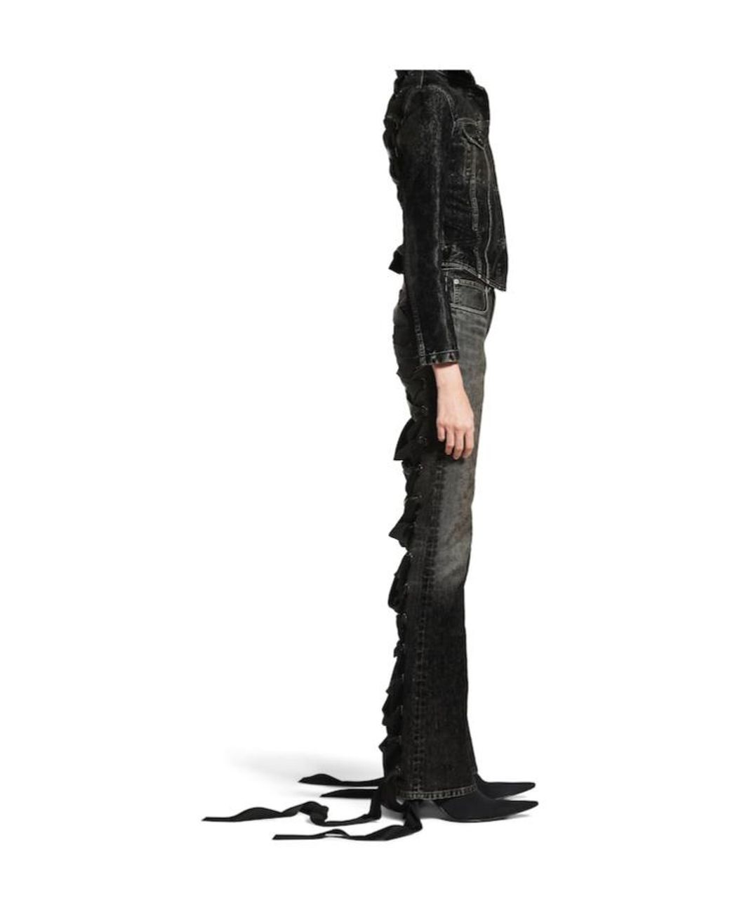 Balenciaga Black Lace-Up Denim Jacket