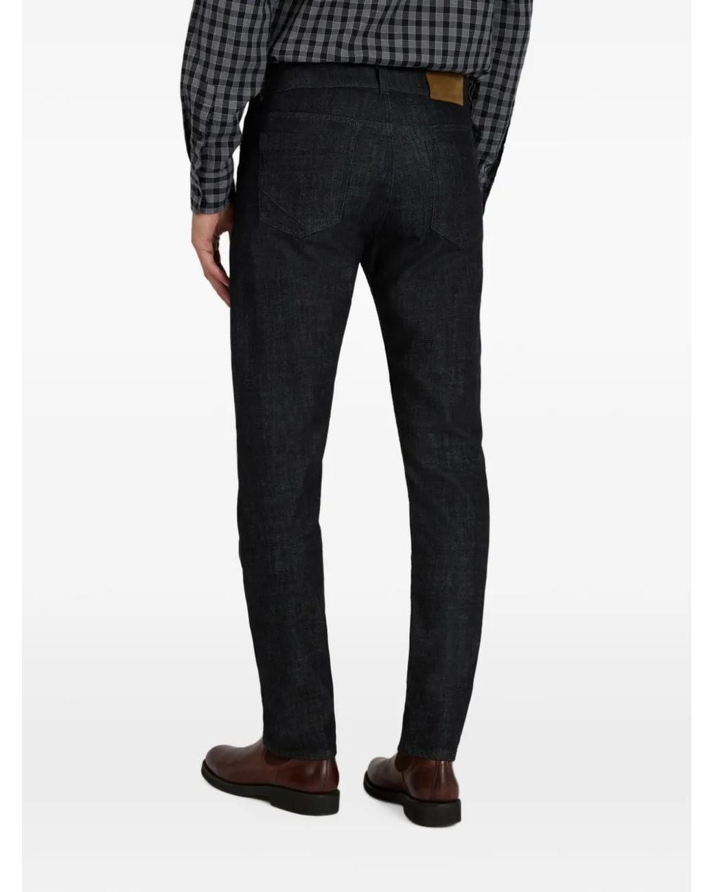 Incotex Gray Straight-Leg Five-Pocket Jeans for men