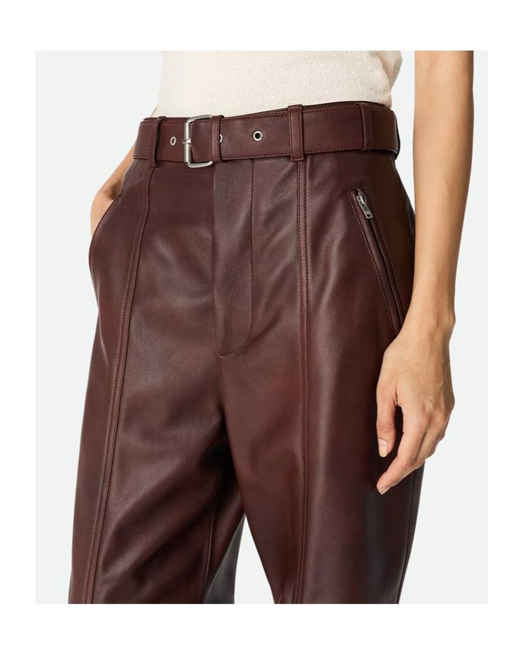 Bottega Veneta Red Leather Pants