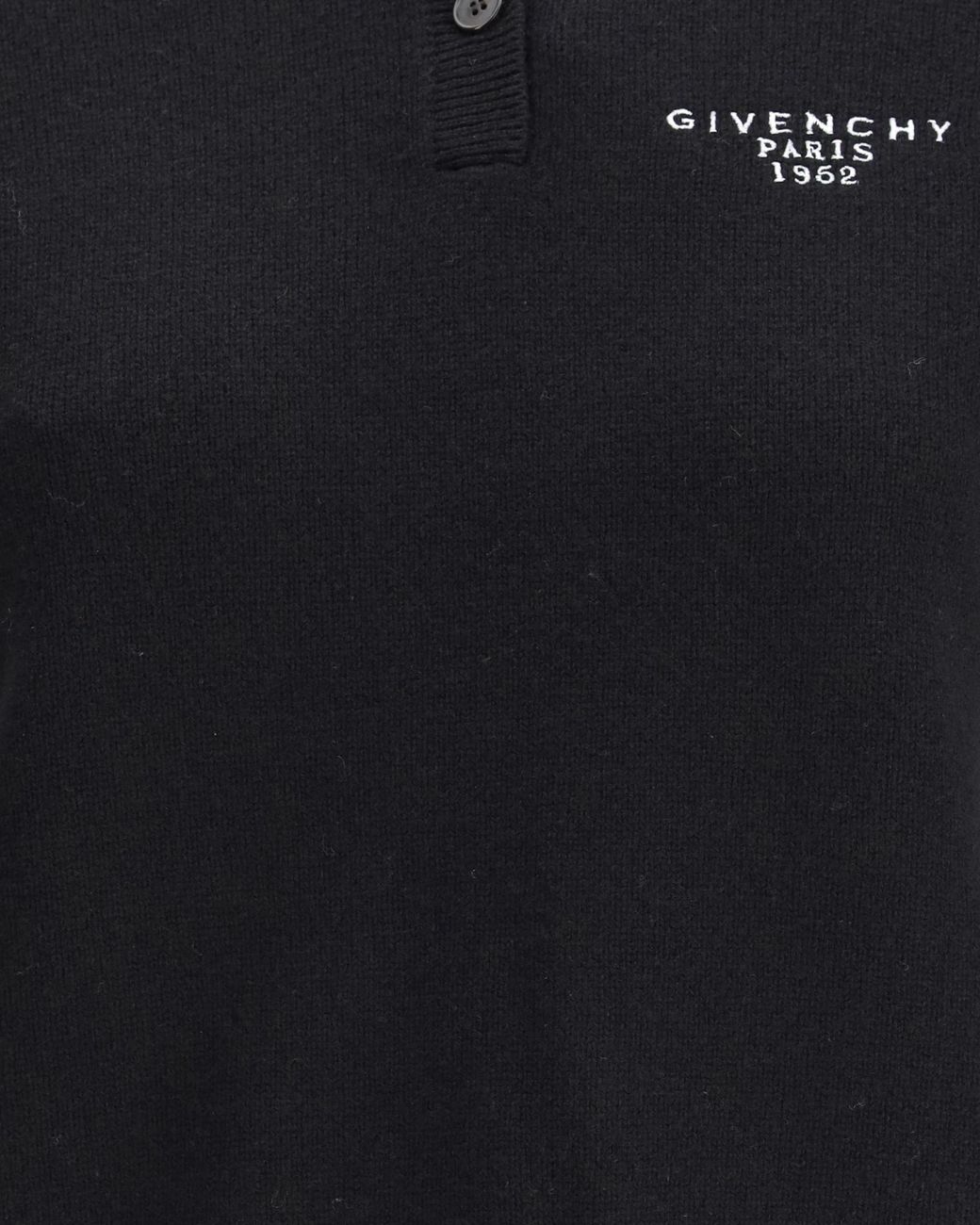 Givenchy Black Paris 1952 Embroidered Knit Polo Top