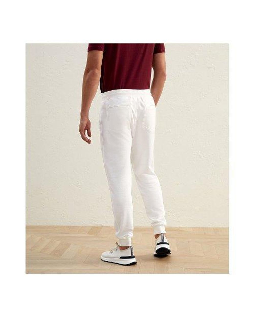 Brunello Cucinelli White Drawstring-Waist Track Pants for men