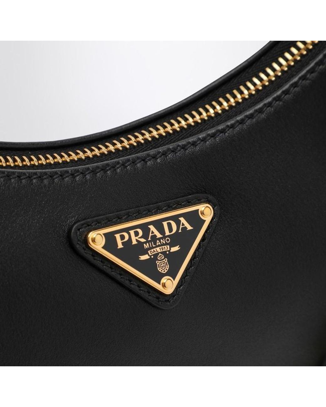 Prada Black Triangle-Logo Zipped Shoulder Bag