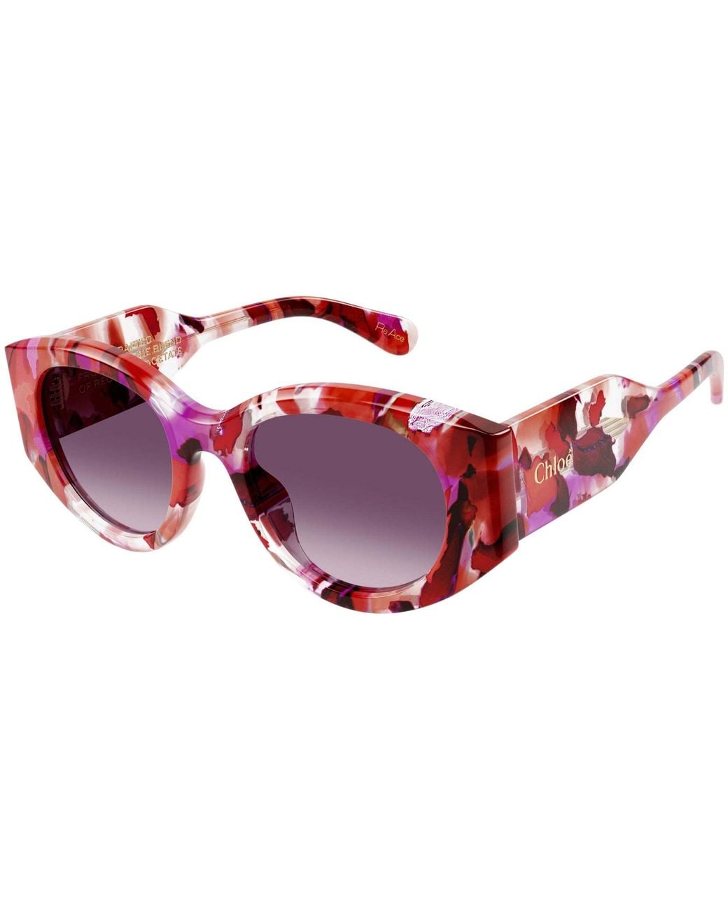 Chloé Red Marble-Pattern Sunglasses
