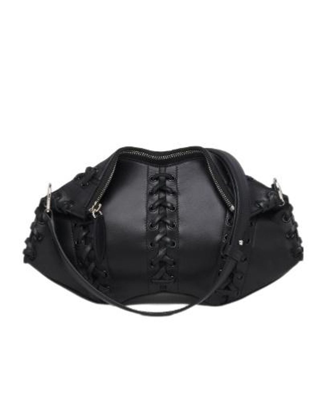 McQueen Black Manta Lace-Up Detailed Clutch Bag