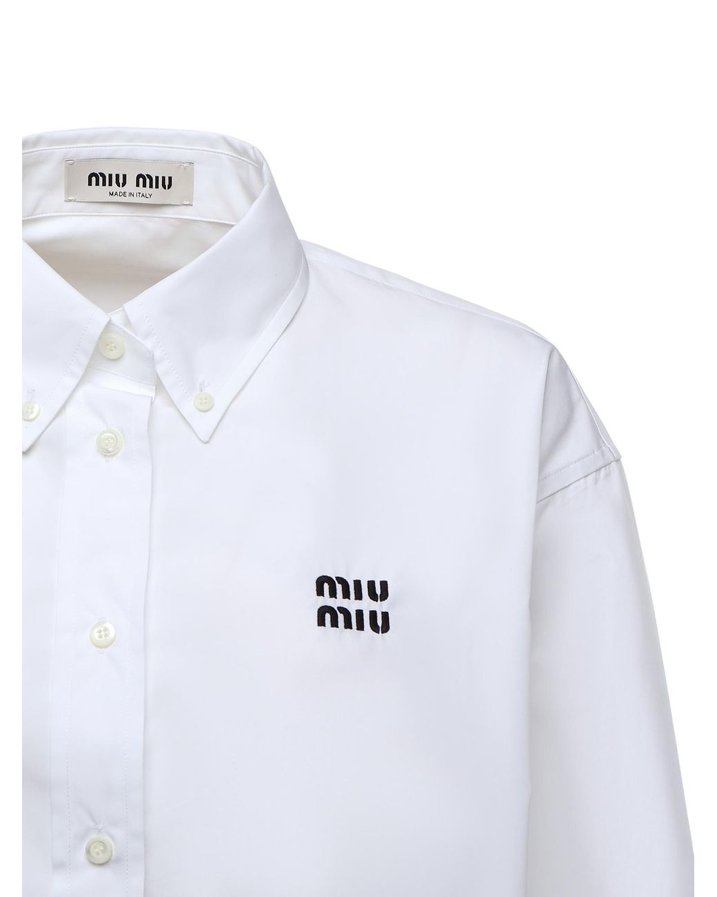 Miu Miu White Logo Cropped Shirt