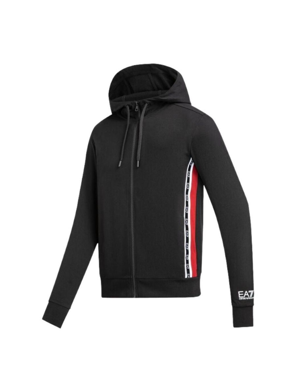EA7 Black Logo Hooded Casual Jacket for men