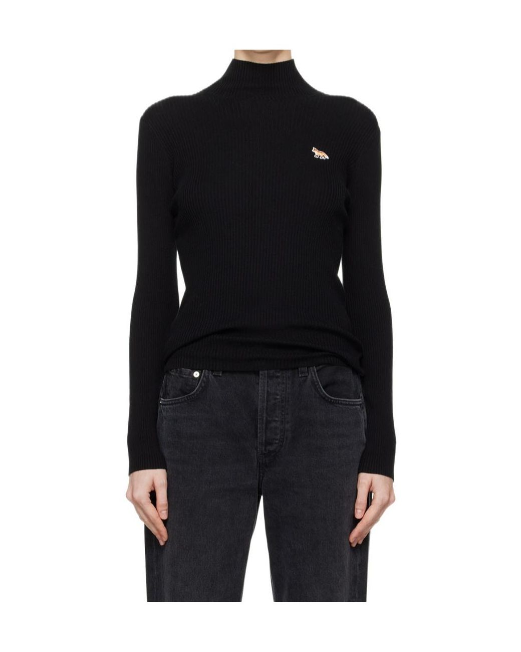 Maison Kitsuné Black Maison Kitsuné Baby Fox Turtleneck Jumper