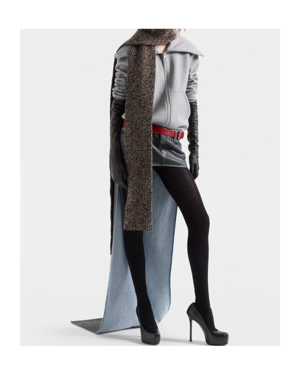 7 For All Mankind Gray Zip-Up Collar Hoodie