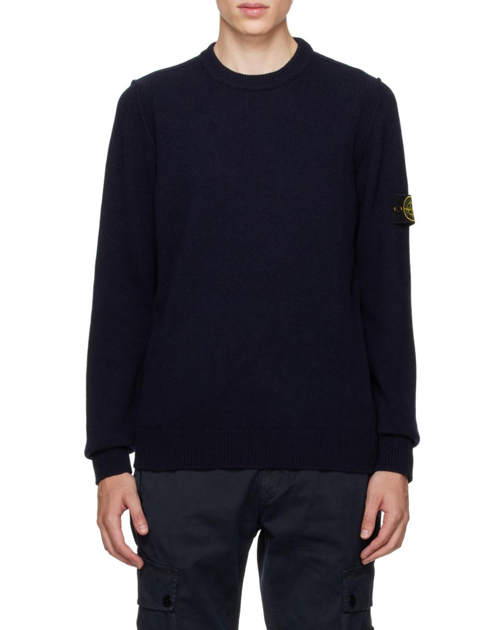 Stone Island Blue Logo Patch Crewneck Jumper for men