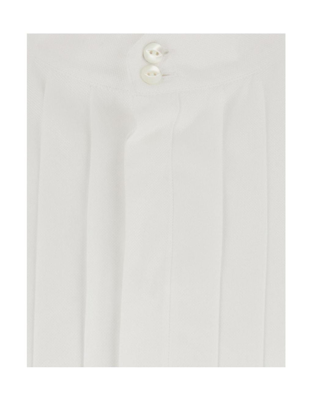 Emporio Armani White Pleated Stand-Collar Shirt for men