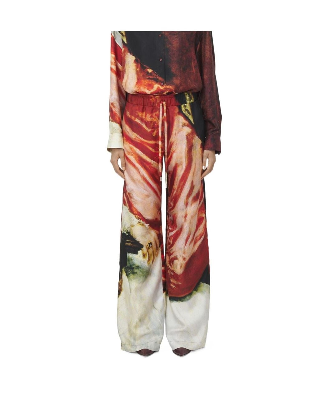 McQueen Red All-Over Printed Trousers