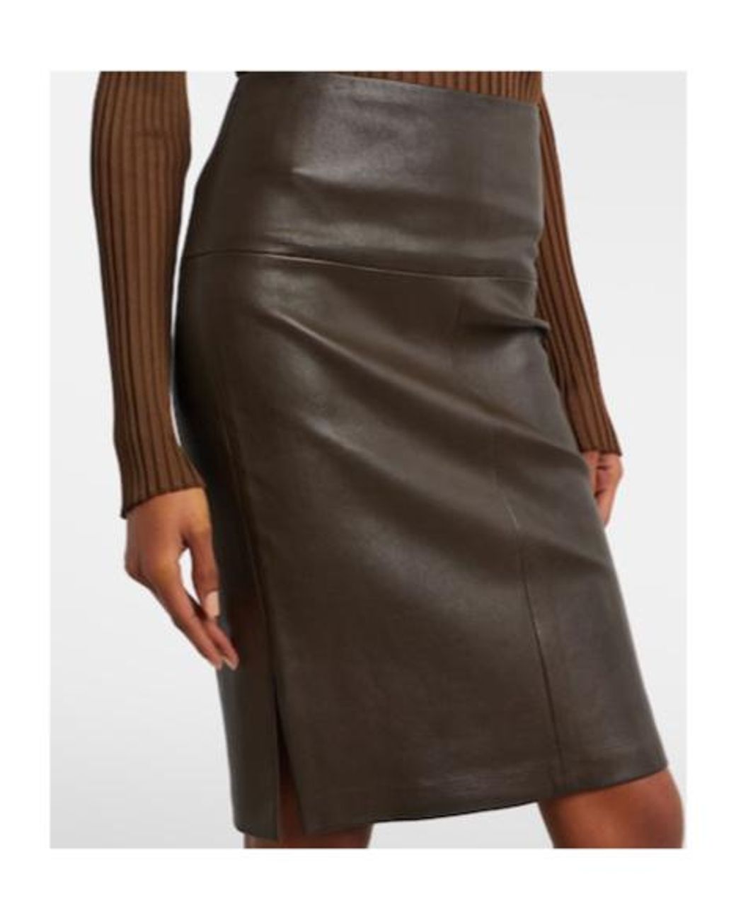 Stouls Brown Gin Leather Midi Skirt