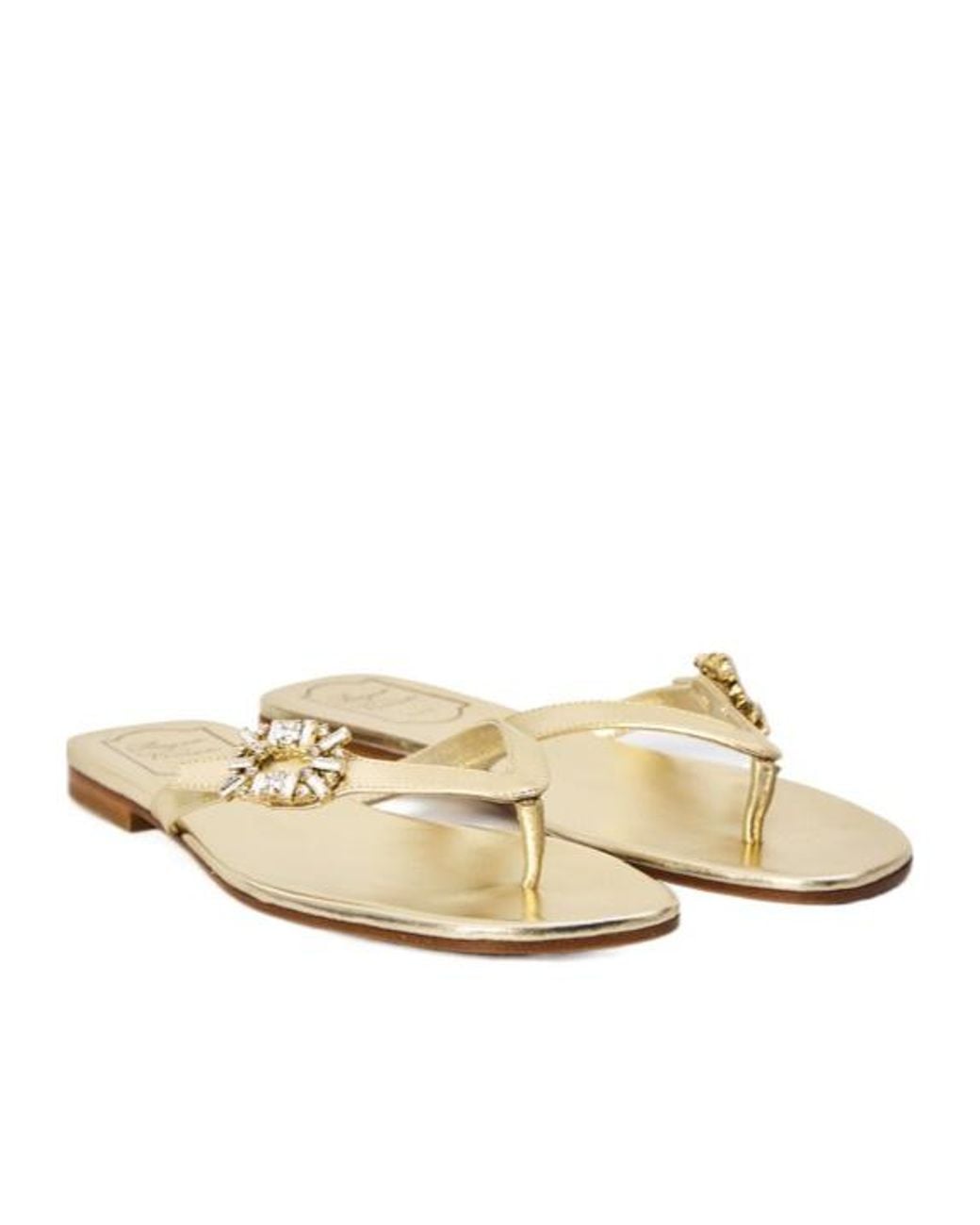Roger Vivier White Embellished Thong Strap Sandals