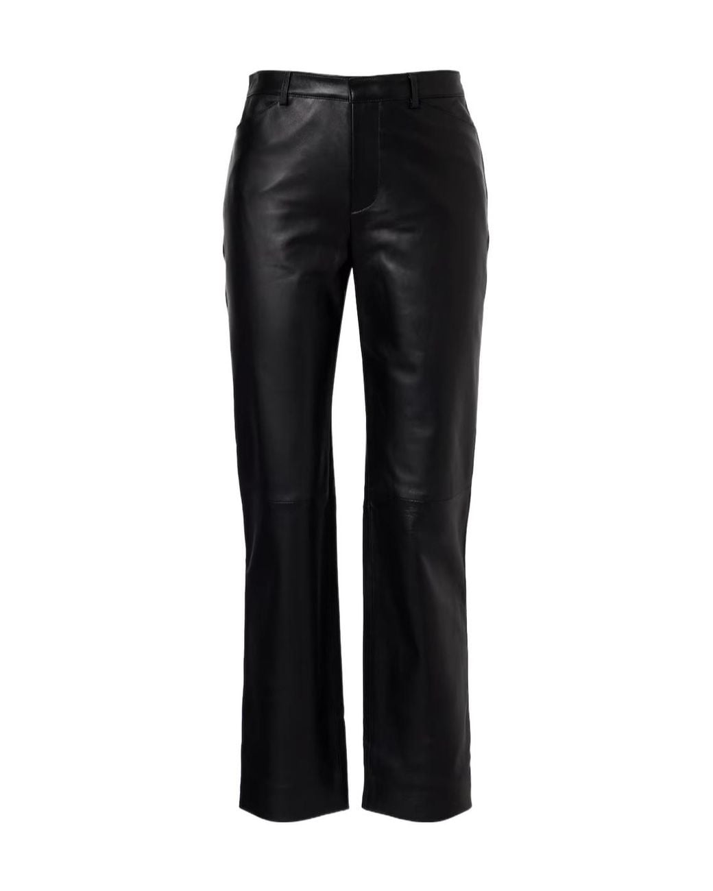 Vince Black Leather Cropped Straight Pants