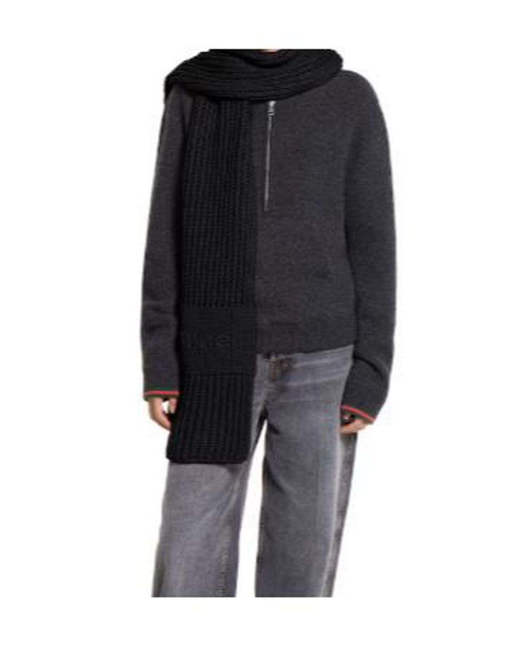 Gucci Black Logo Detailed Cable Knit Scarf