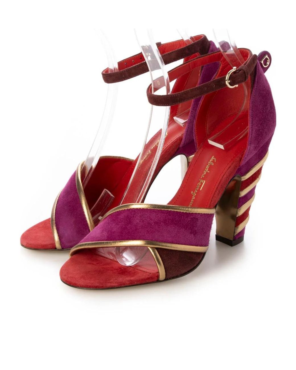 Ferragamo Pink Logo Details High-Heeled Sandals