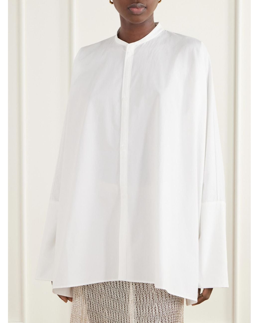 Ruohan White Asymmetrical Cotton-Poplin Shirt