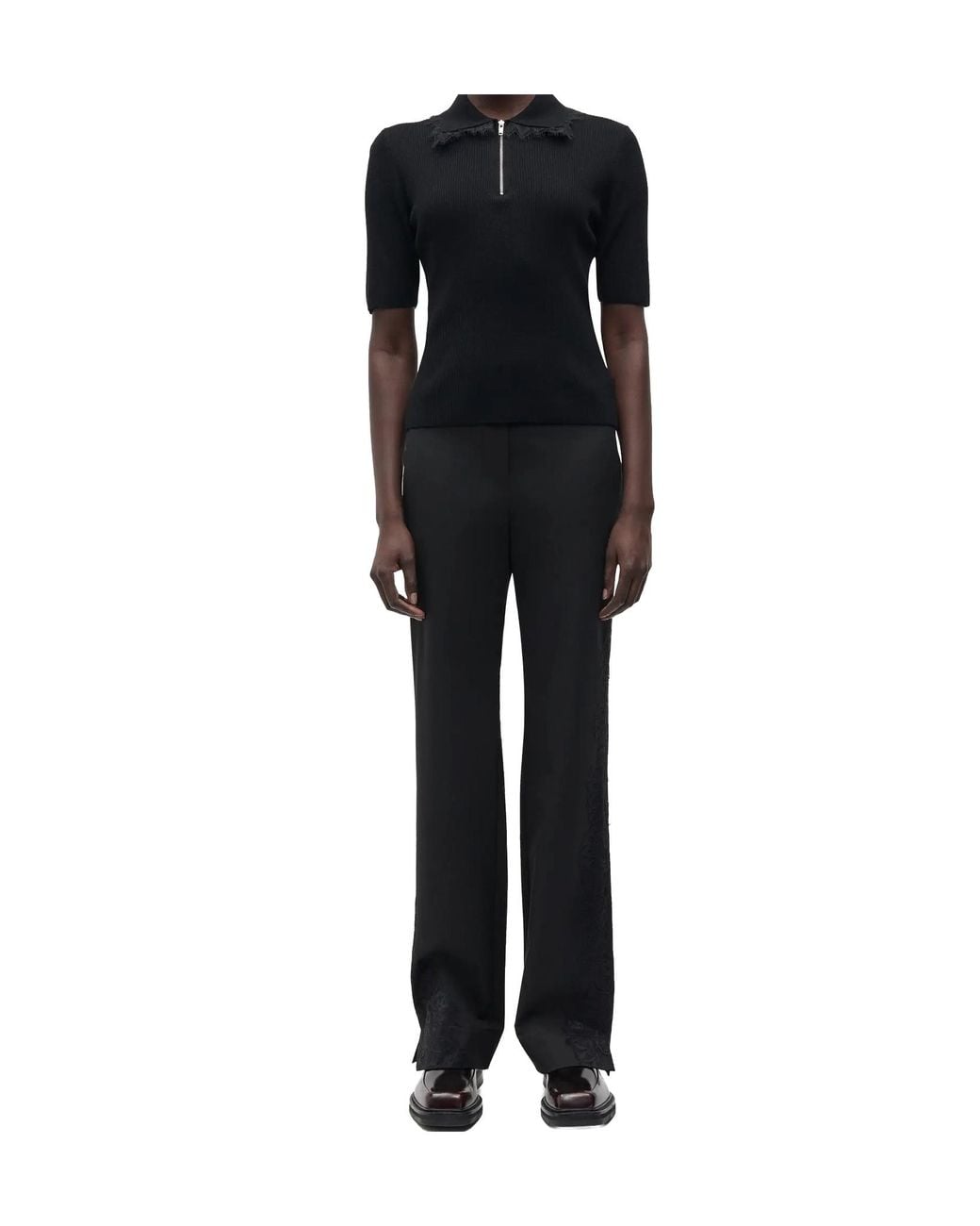 Samsøe & Samsøe Black Lace Detail Casual Pants