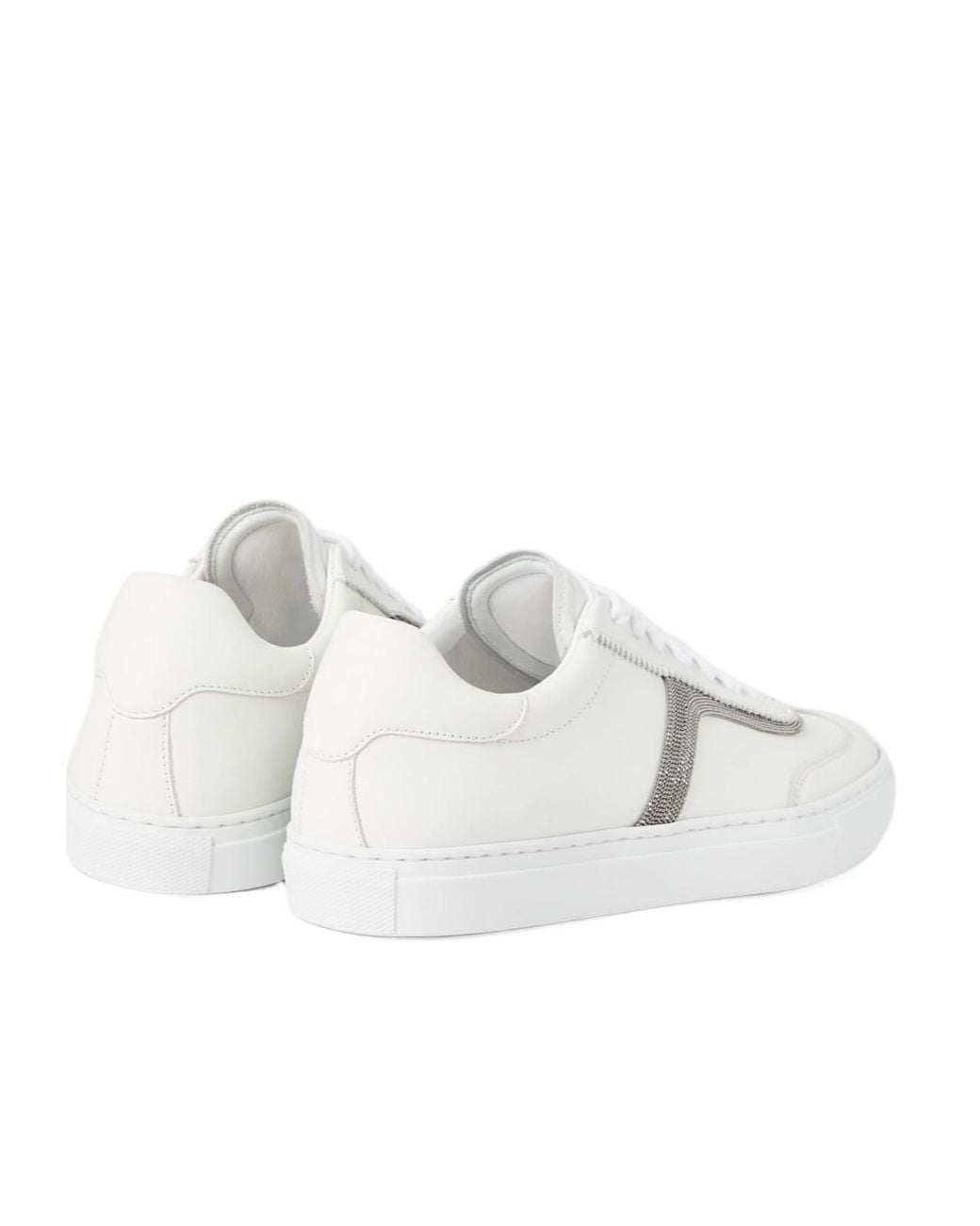 Brunello Cucinelli White Precious Detailed Lace-Up Sneakers
