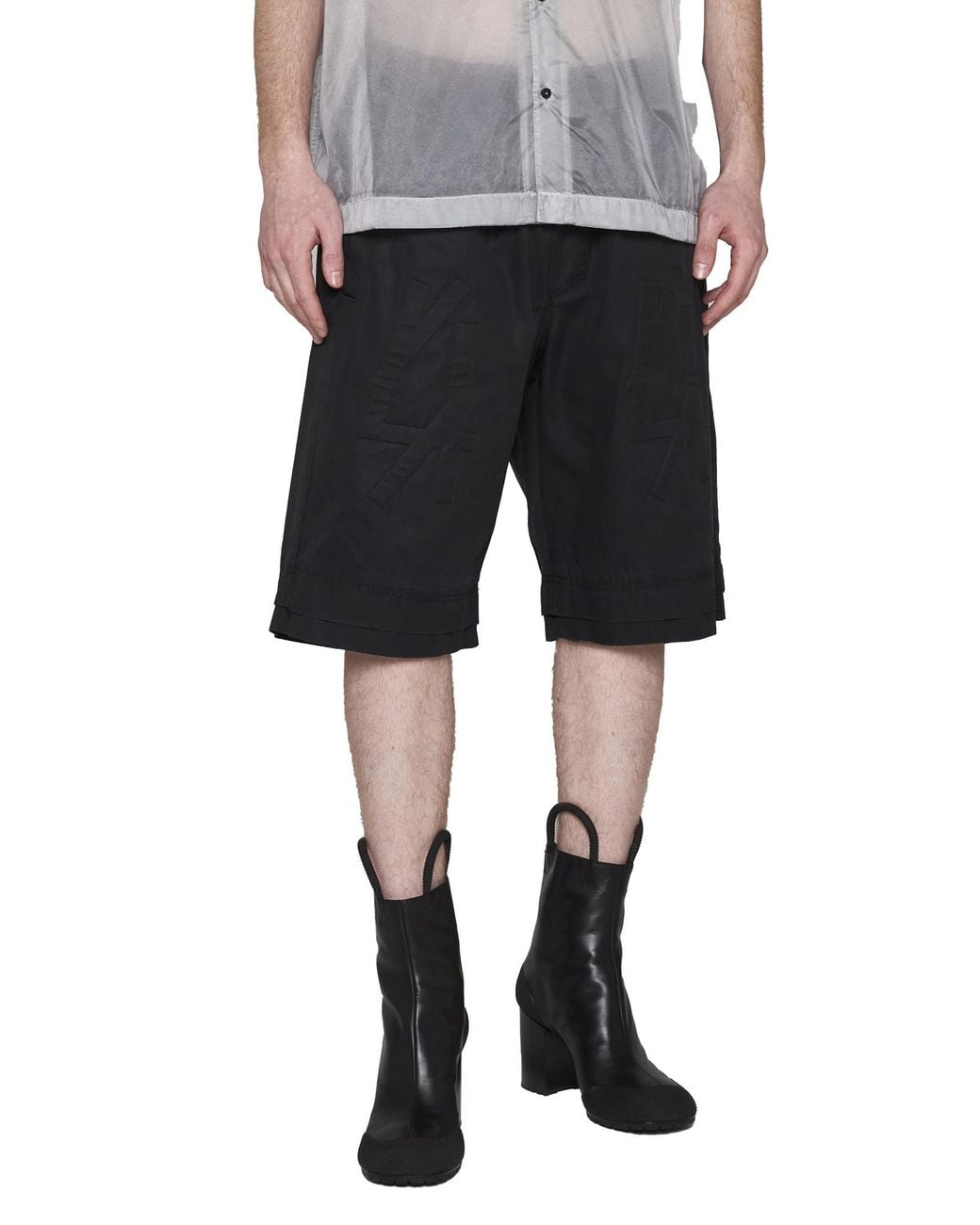 44 Label Group Blue Embossed Logo Elastic Shorts for men