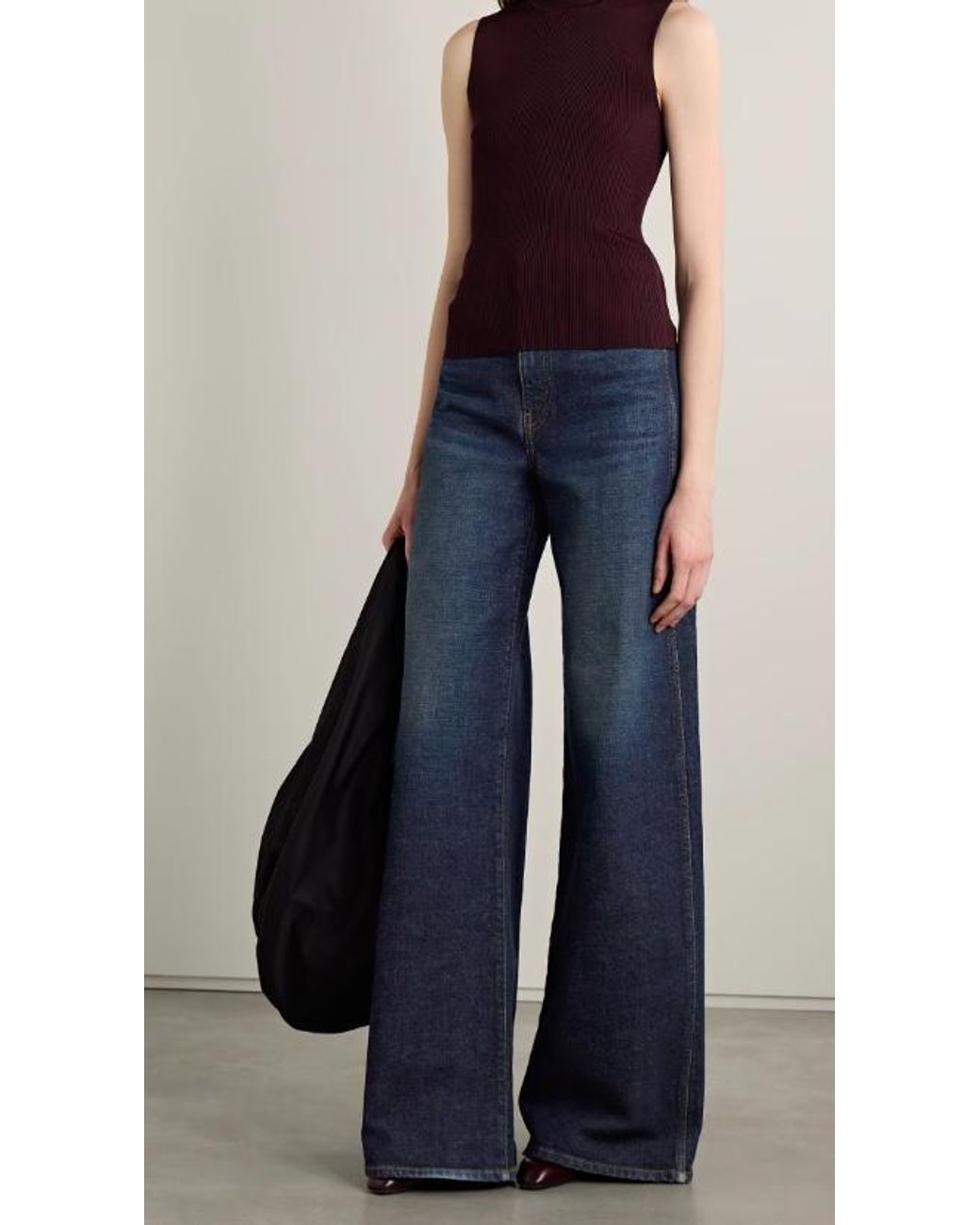 Khaite Blue Dane High Waisted Wide-Leg Jeans