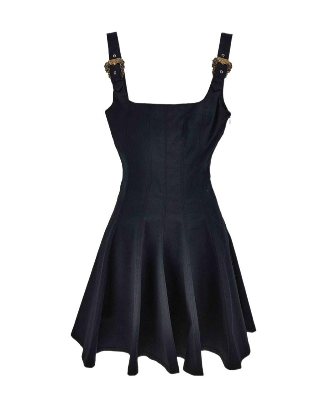 Versace Jeans Blue Couture Pleated Buckle-Strap Dress