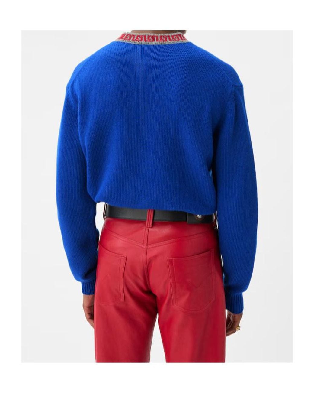 Versace Blue Oversized Crewneck Knitted Jumper for men