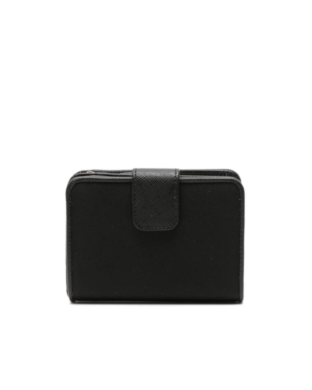 Prada Black Enamel Triangle-Logo Bi-Fold Wallet