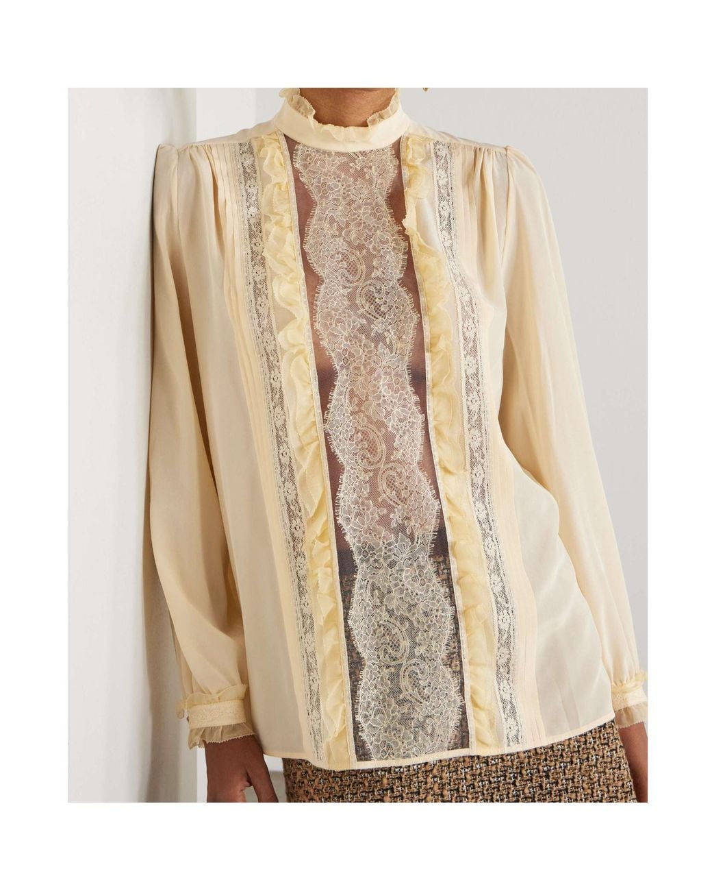 Valentino Natural Lace Ruffled Shirt
