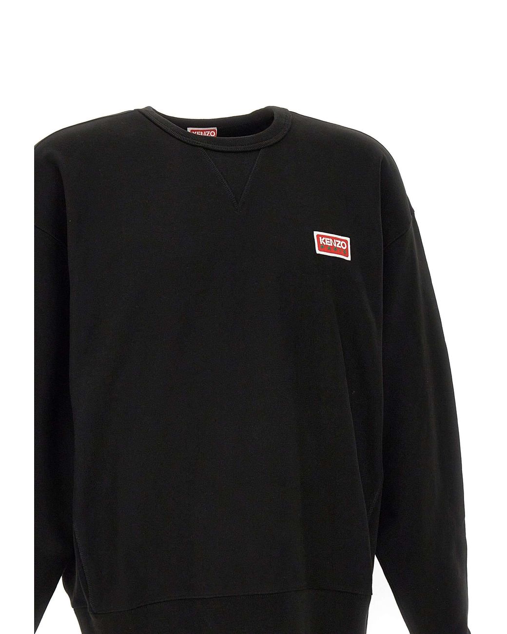 KENZO Black Logo-Patch Crewneck Sweatshirt for men