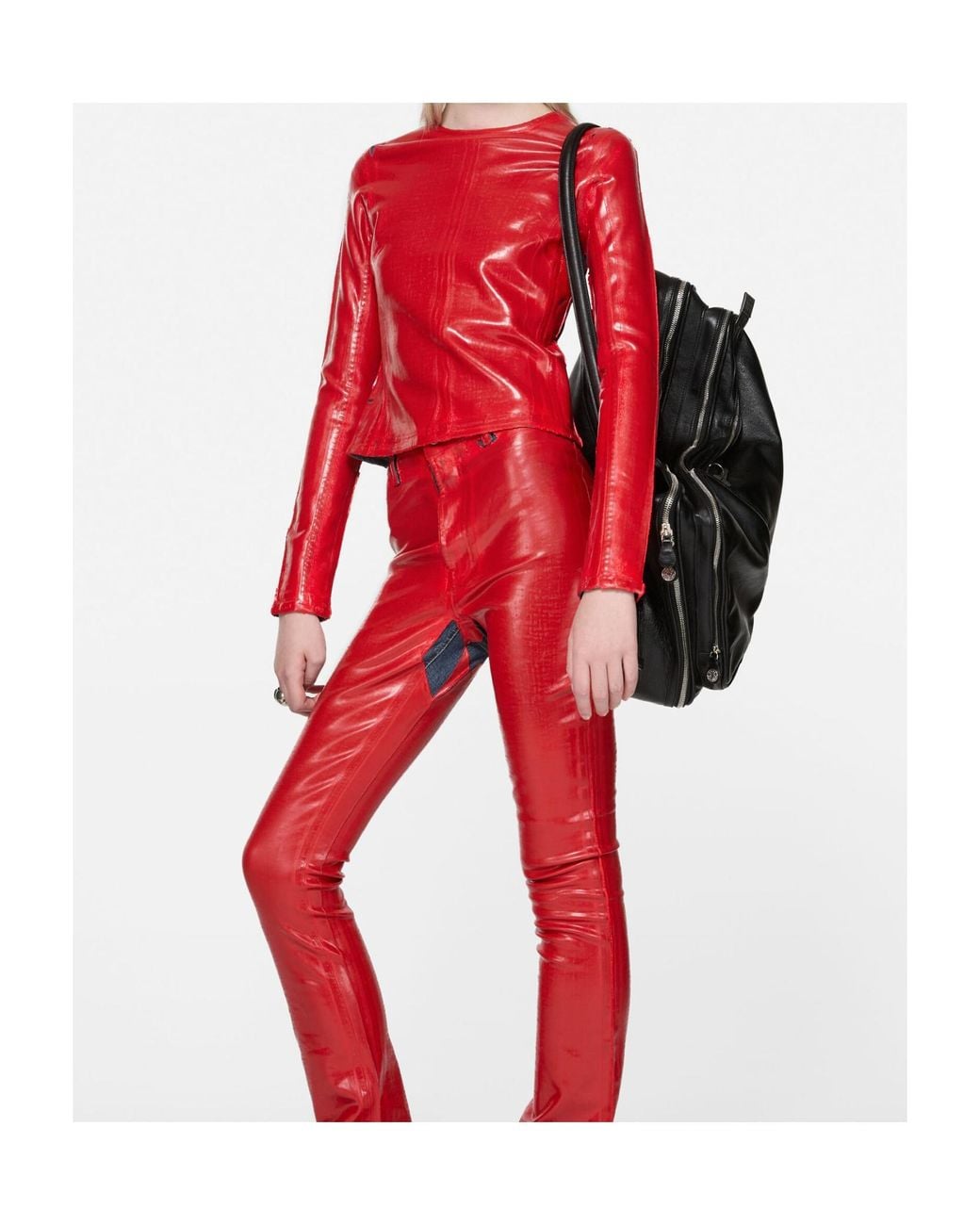 Acne Red Long-Sleeve Zipped Top