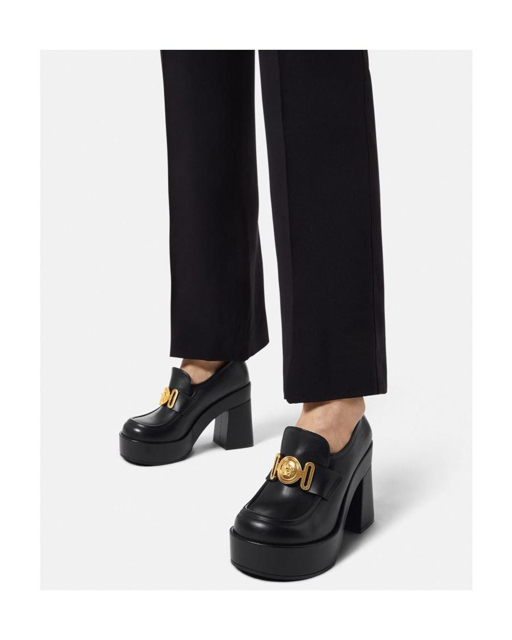 Versace Black Medusa Plaque Slip-On Pumps