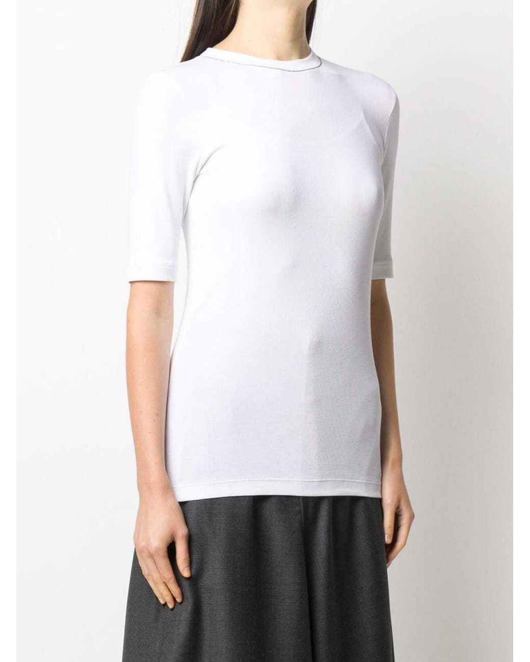 Brunello Cucinelli White Embellished Short-Sleeved T-Shirt