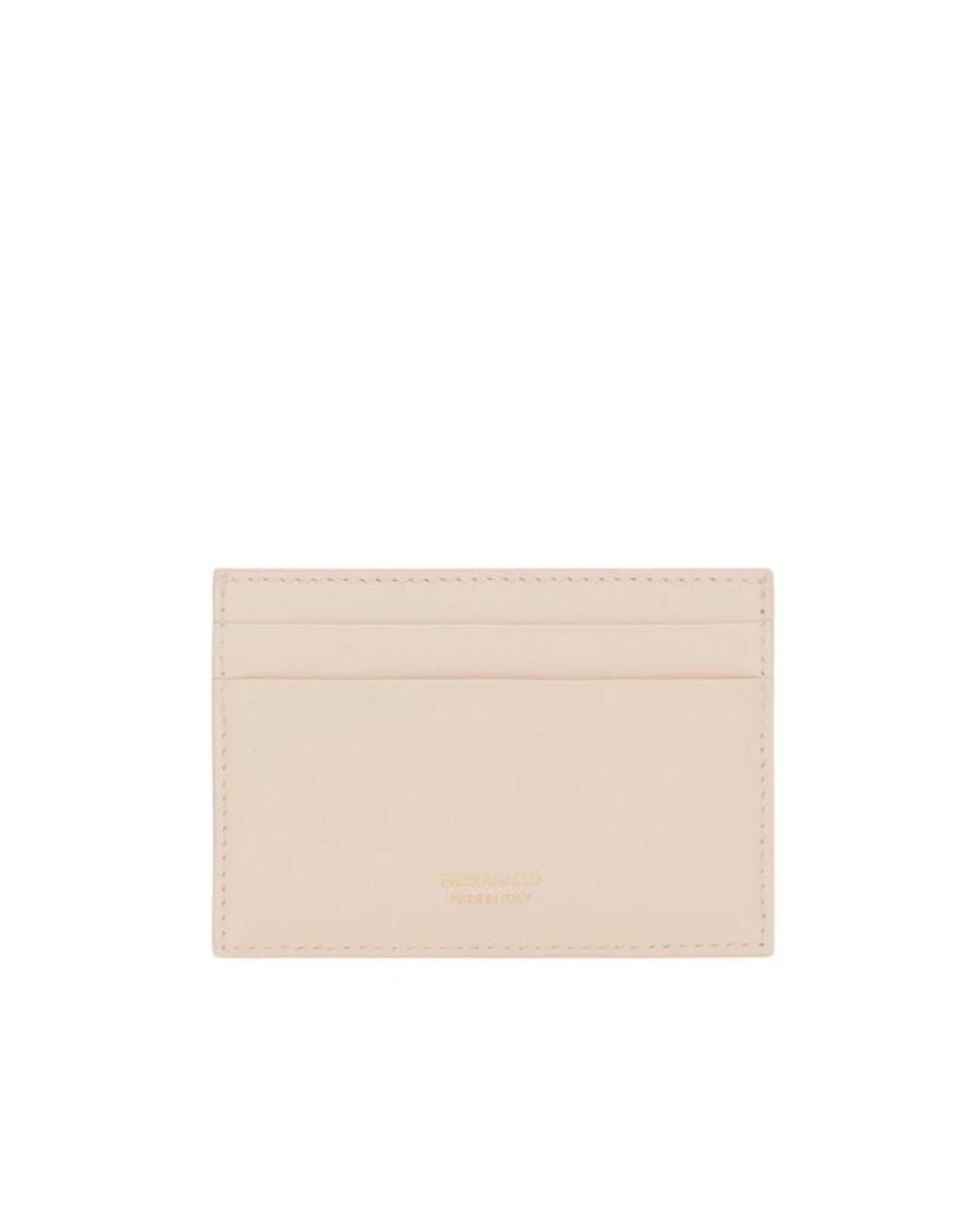 Ferragamo Natural Mini Bow Credit Card Holder
