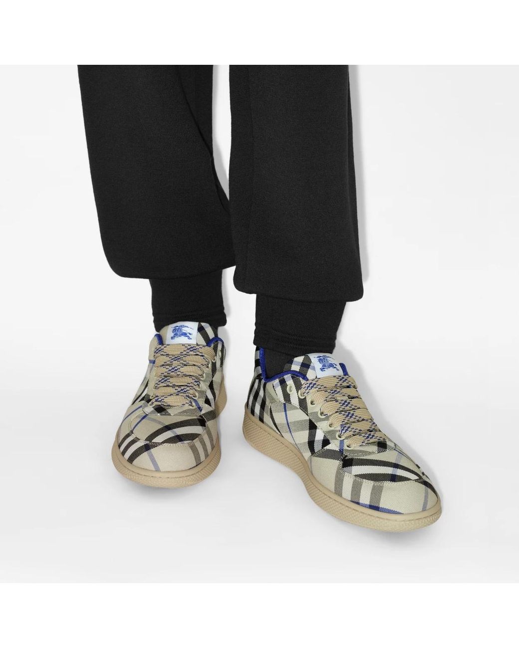 Burberry Green Terrace Checked Lace-Up Sneakers