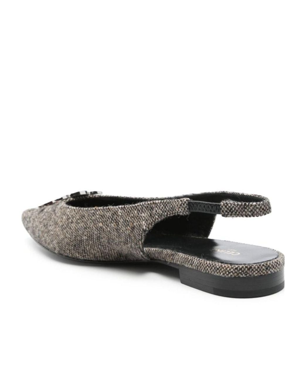 Céline Gray Pointed Flat Shoes