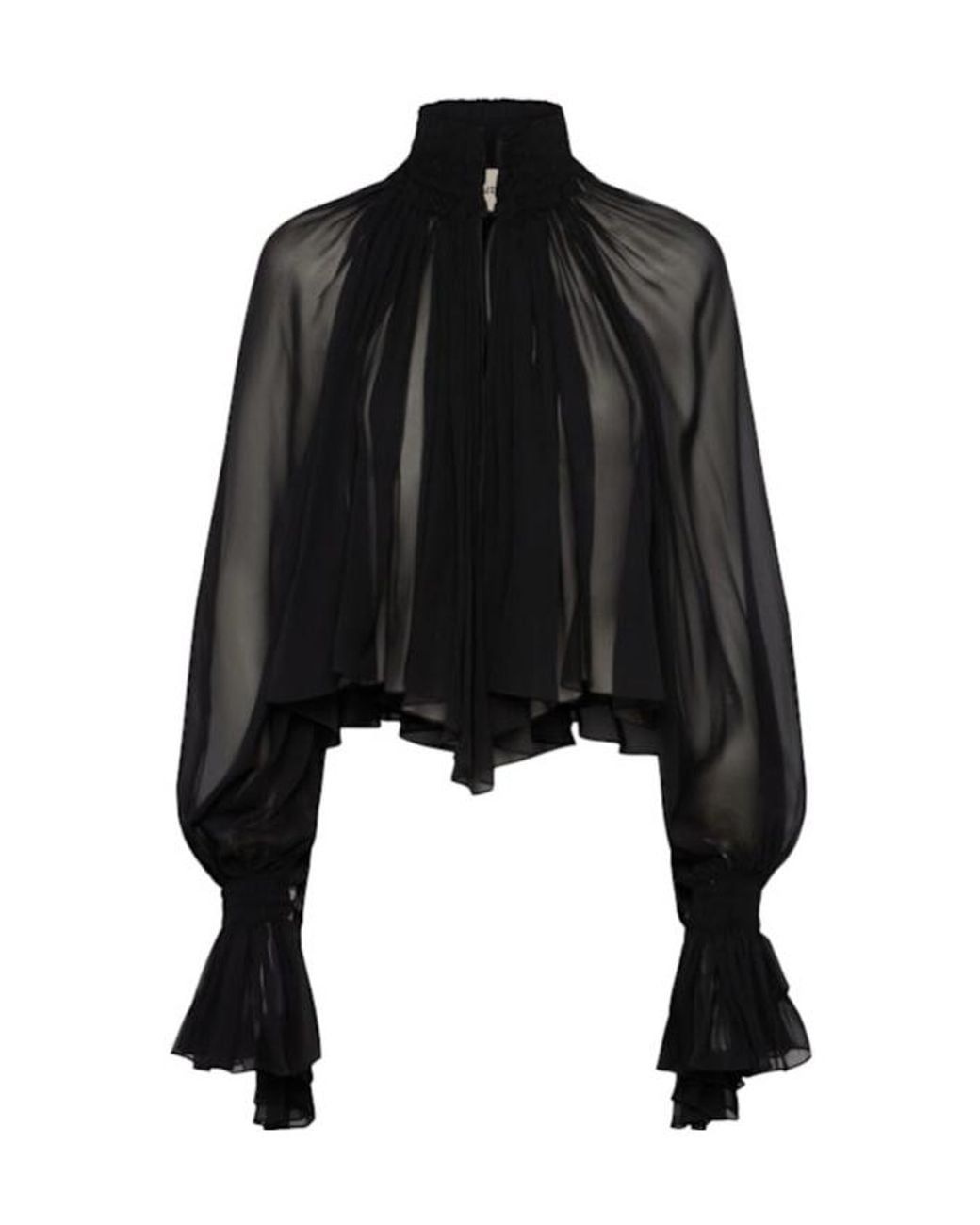 Khaite Black Durer Ruffled Silk Shirt