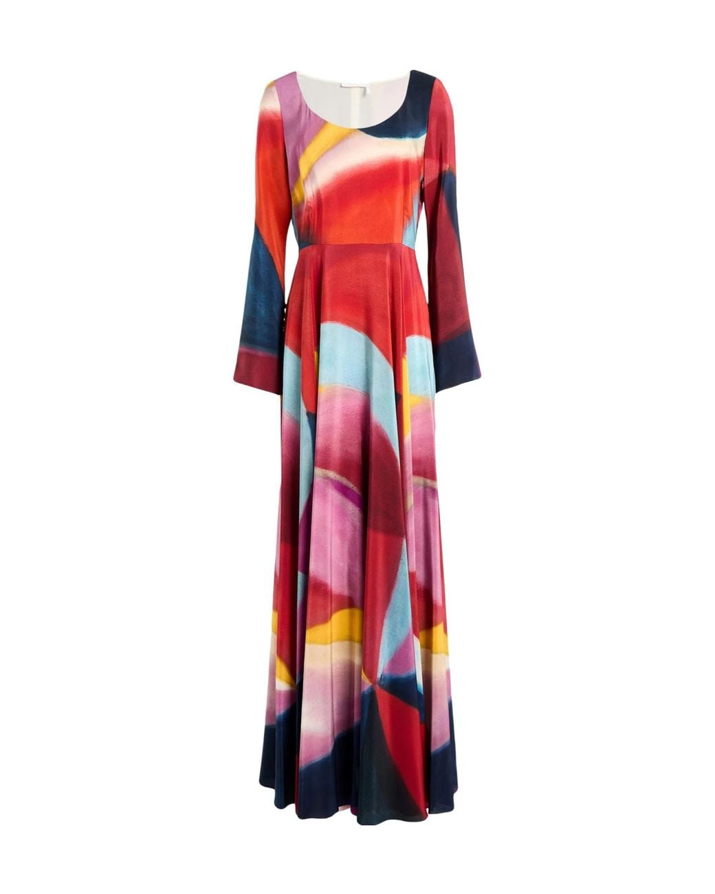 Chloé Red Brick Maxi Dress Silk
