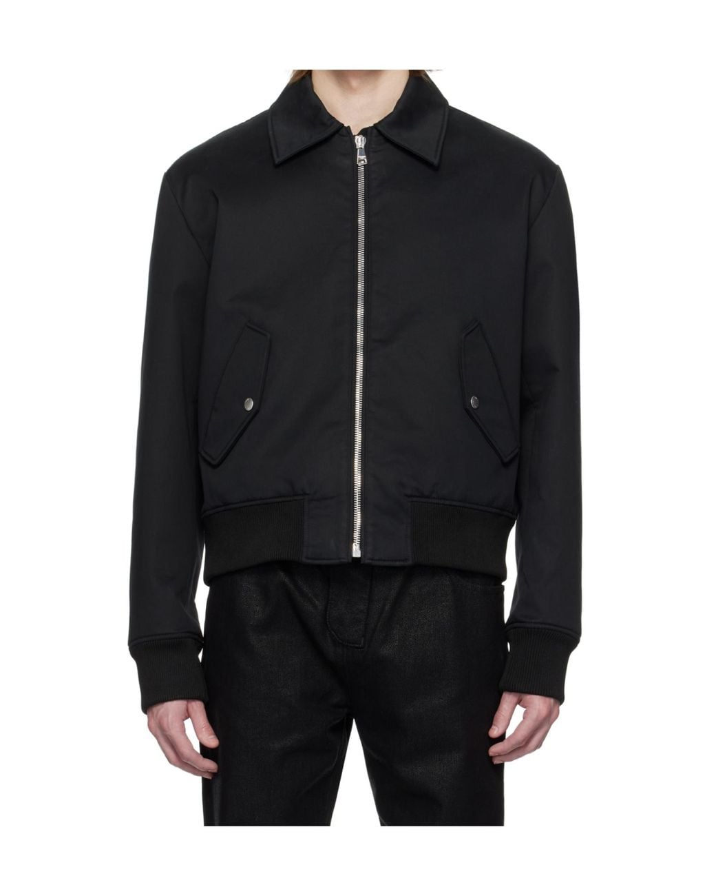 Balmain Black Cotton Bomber Jacket With Vintage Logo for men