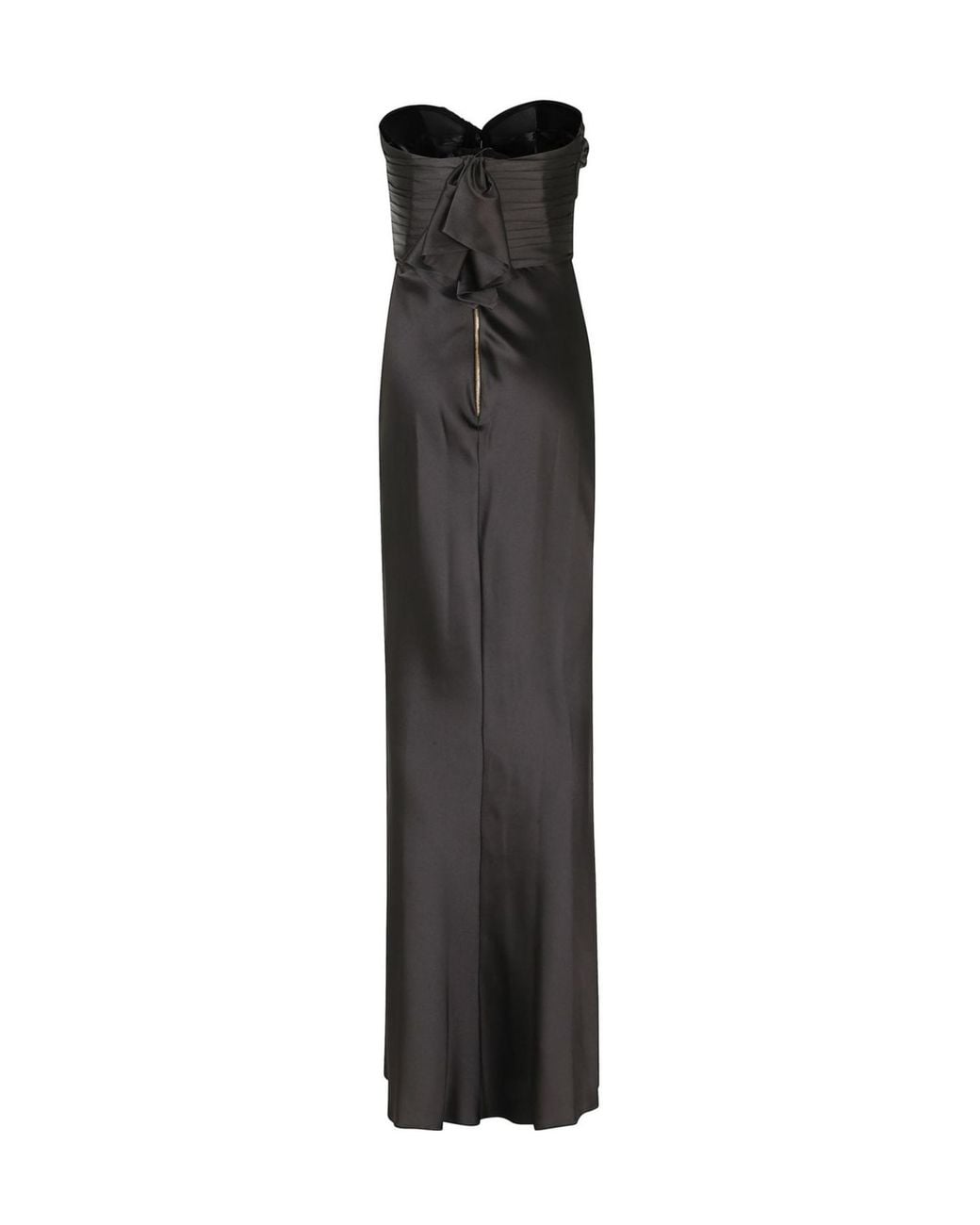 Elisabetta Franchi Black Satin Carpet Dress