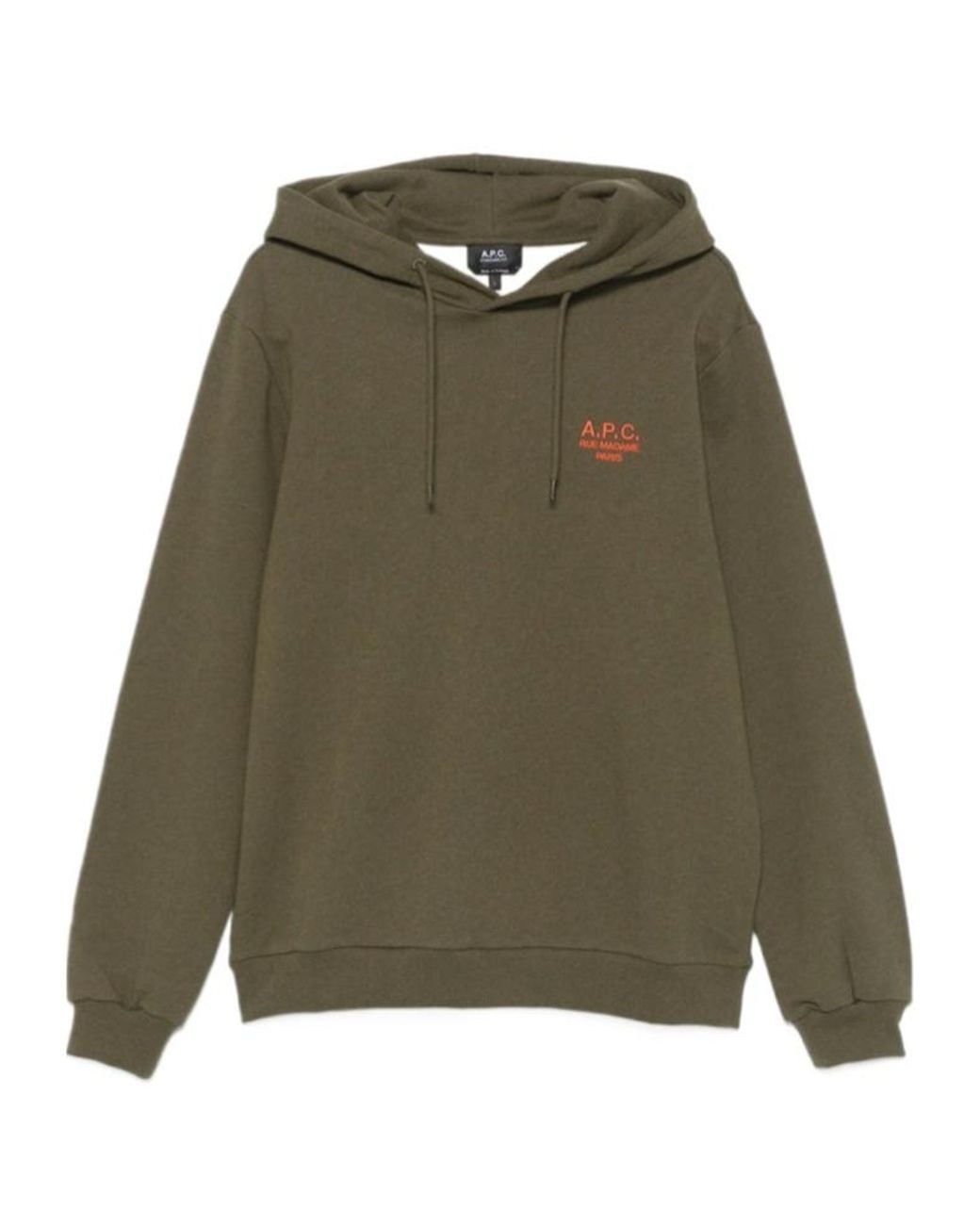 A.P.C. Green Logo Printed Drawstring Hoodie for men