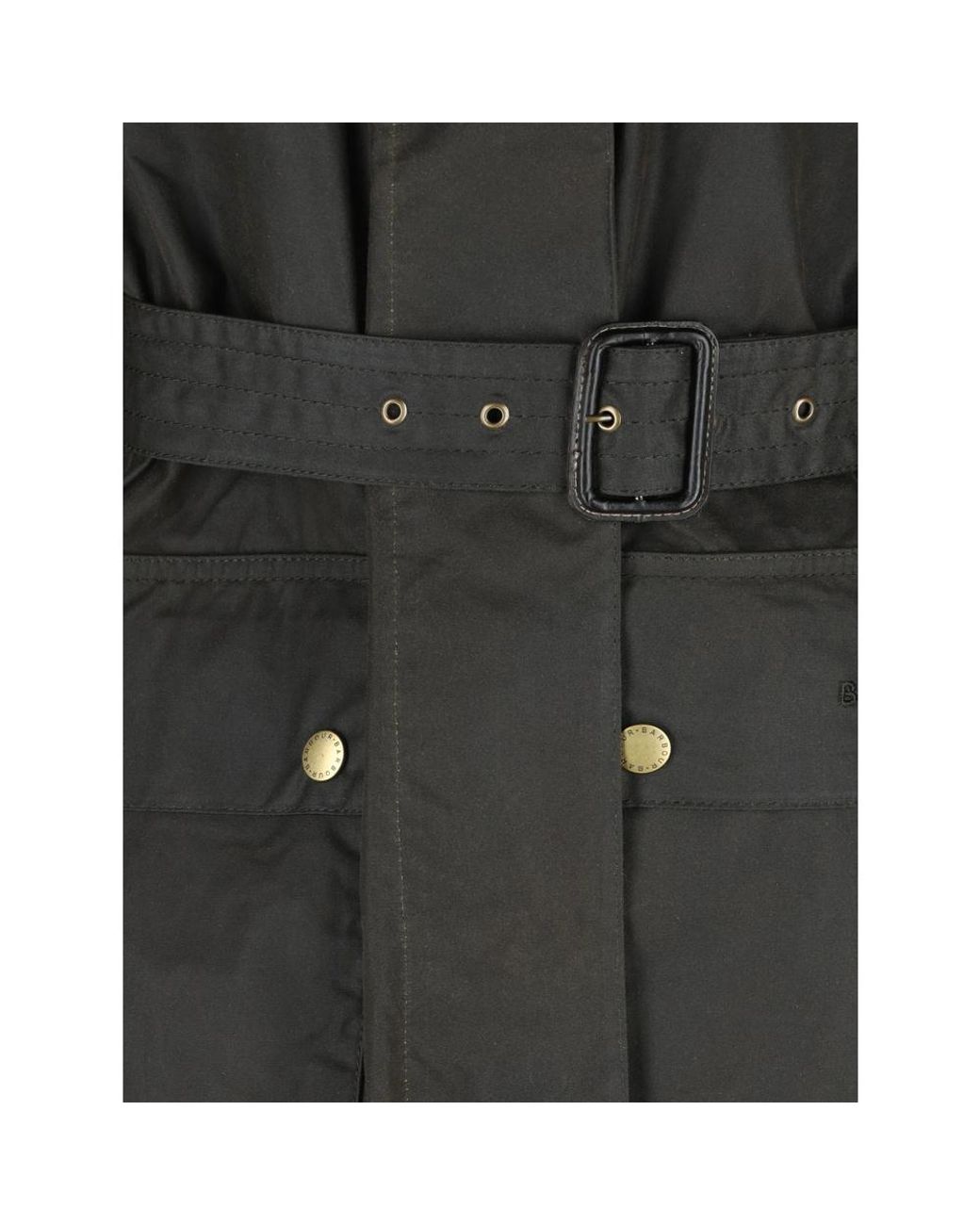 Barbour Black Belted Long Coat