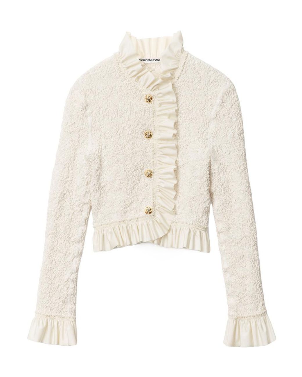 Alexander Wang White Ruffle-Trim Smocked Jacket