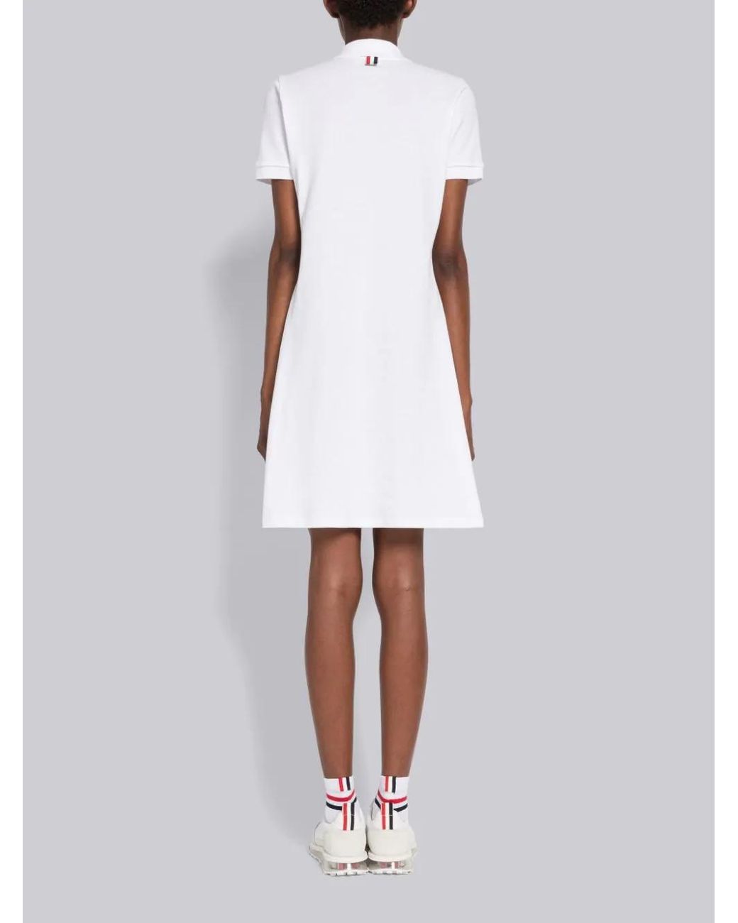 Thom Browne White Pique Flared Short-Sleeved Tennis Dress