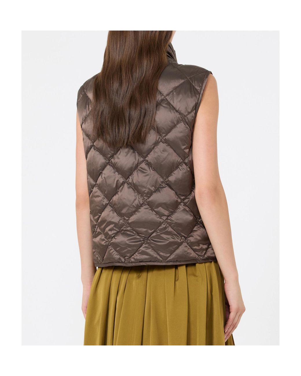 Max Mara Brown Quilted Turtleneck Gilet