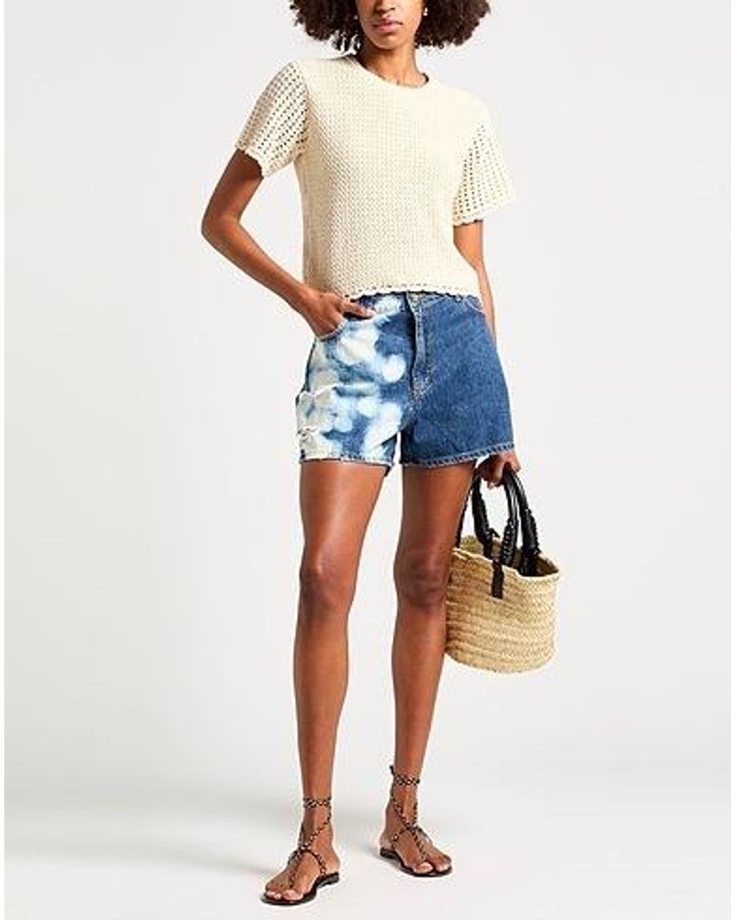 Rag & Bone White Knitted Short-Sleeved Top