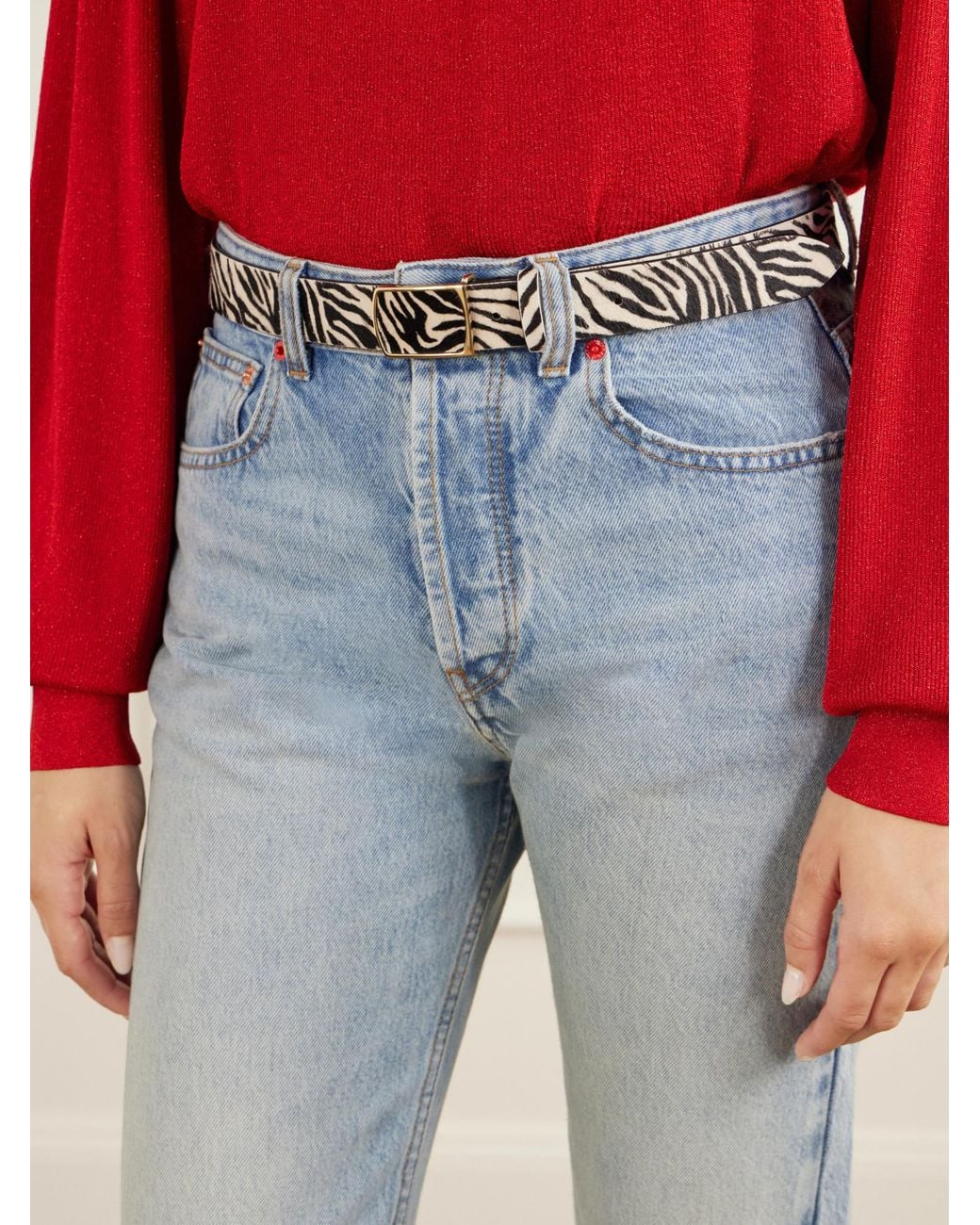 Isabel Marant White Zebra-Print Calf Hair Belt
