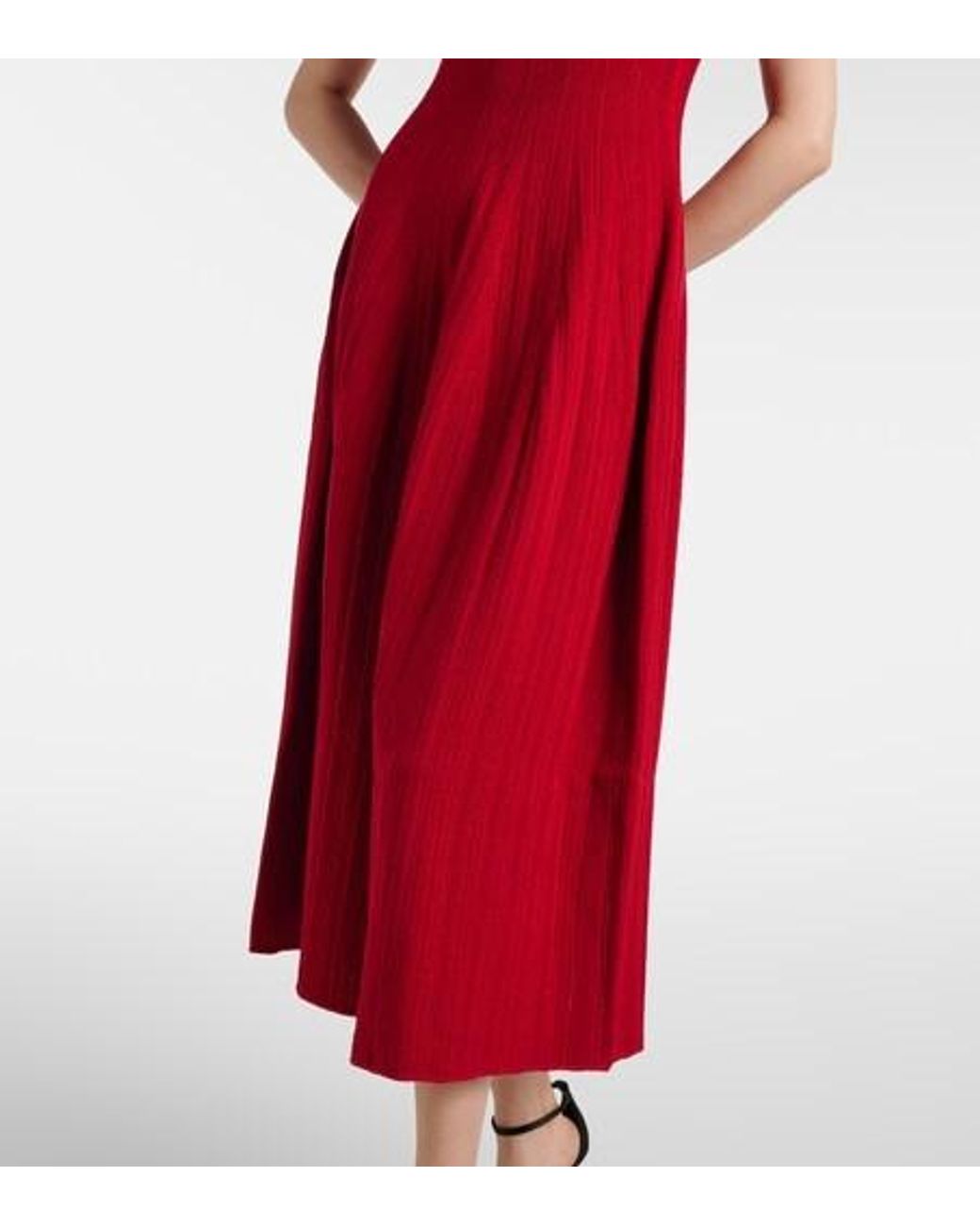 Ralph Lauren Red Silk-Blend Midi Dress