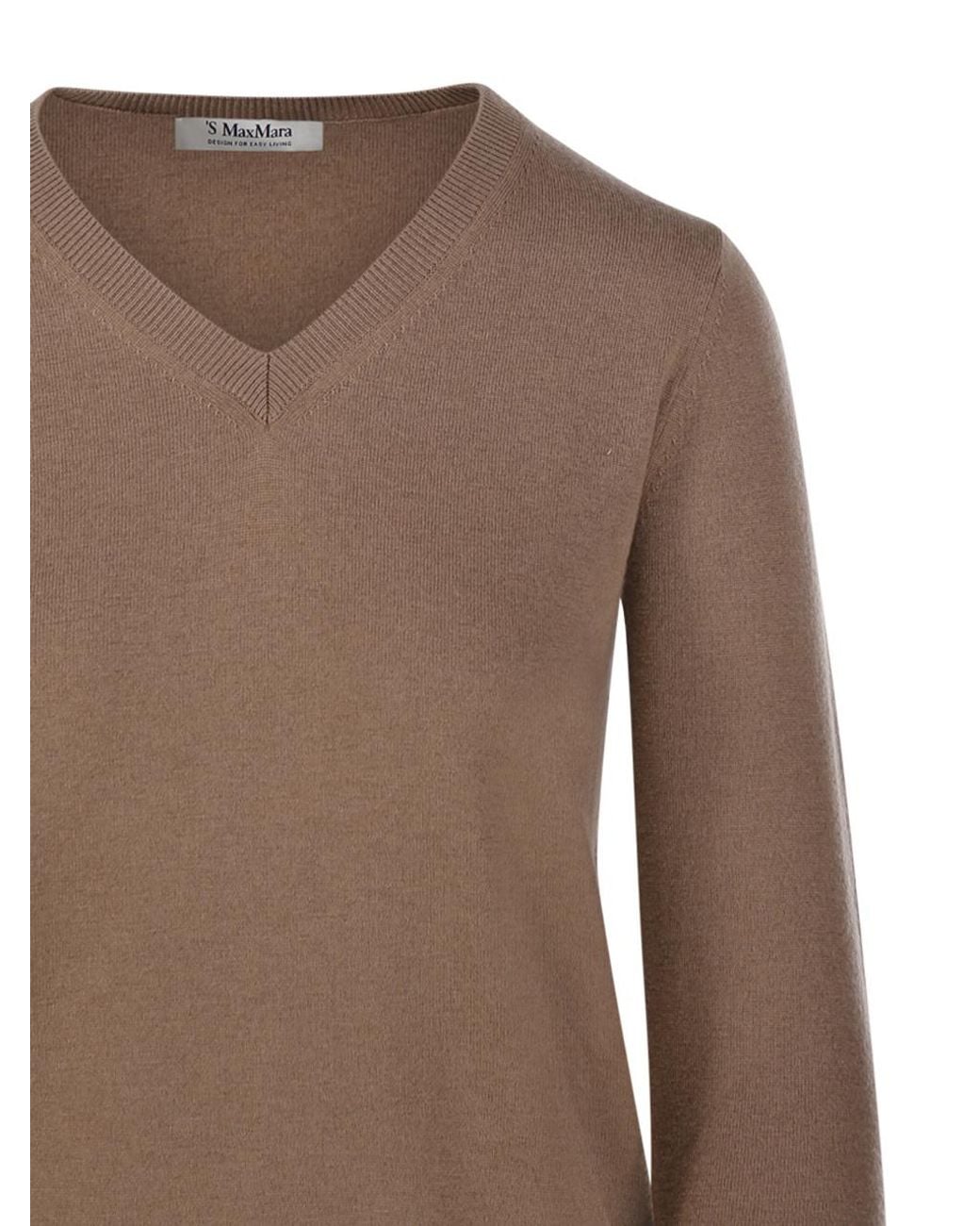 Max Mara Brown 'S Idoneo V-Neck Jumper